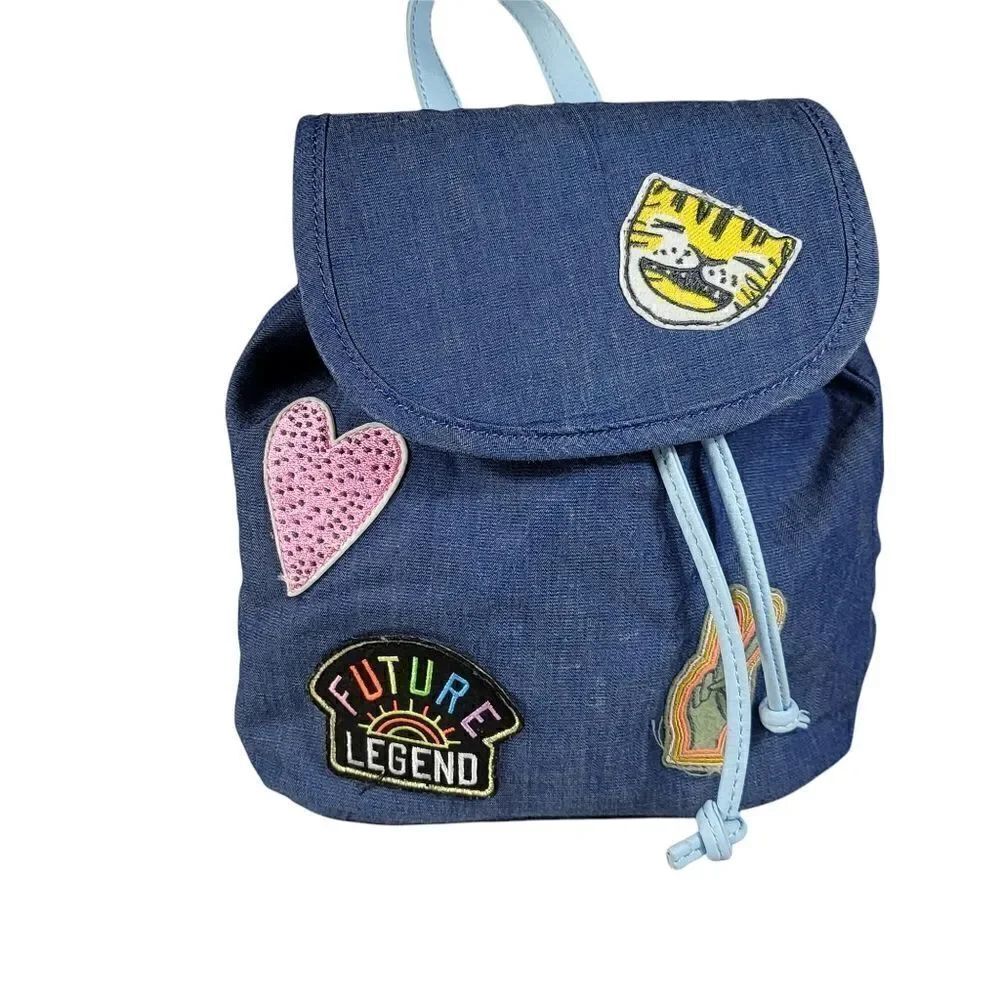 Mini Denim Patchwork Backpack Purse - Picture 7 of 7